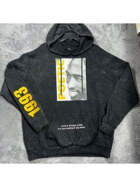 Chemistry Poetic Justice Hoodie Mens XL Grey Tupac 1993 Acid Wash Graphic Pullov